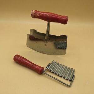 Food 2 Cutter Types Red Wood Handle Blade Chopper Cutter Kitchen Tool WEAR